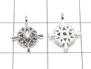 Metal Charm, 12x10mm Cross, Silver Color (with CZ), 2 Pieces