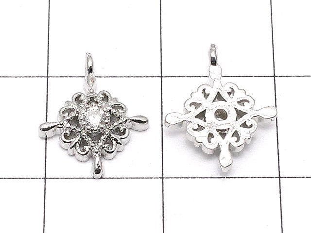 Metal Parts Charm 12 x 10 mm Cross Silver Color (with CZ) 2 pcs $2.79!