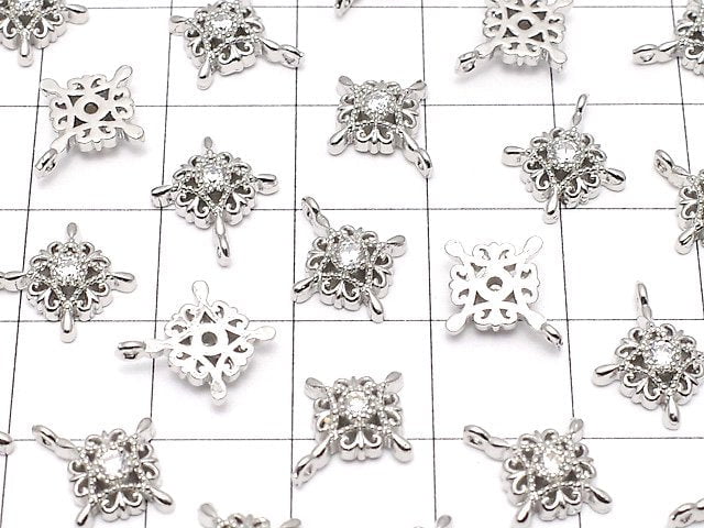 Metal Parts Charm 12 x 10 mm Cross Silver Color (with CZ) 2 pcs $2.79!