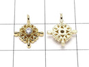 Metal Charm, 12x10mm Cross, Gold Color (with CZ), 2 Pieces