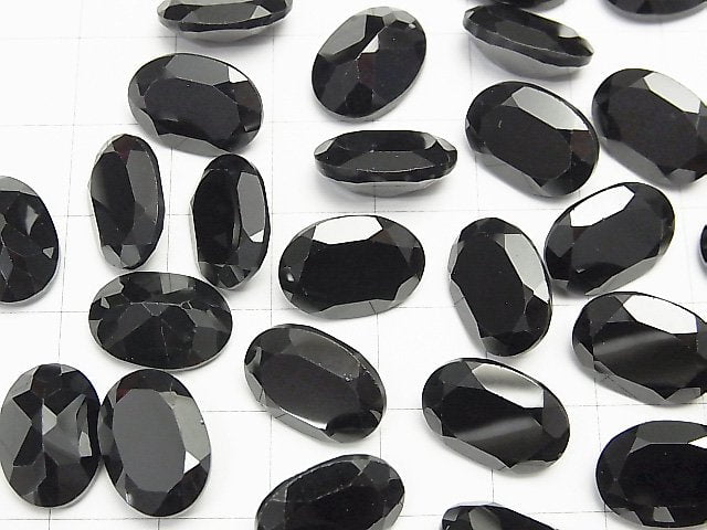 [Video]High Quality Black Spinel AAA Undrilled Oval Faceted 14x10mm 1pc