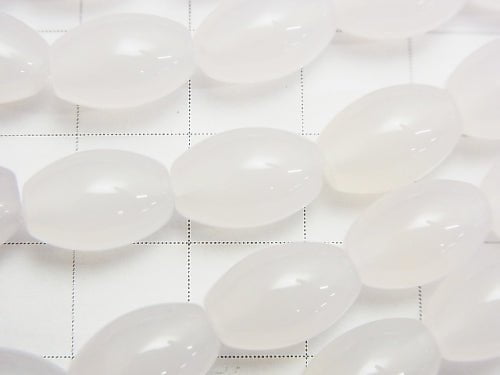 White Chalcedony Rice 12x8x8mm 1strand beads (aprx.14inch / 35cm)