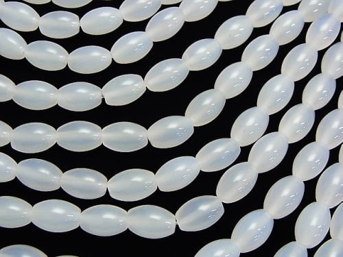 White Chalcedony Rice 12x8x8mm 1strand beads (aprx.14inch / 35cm)