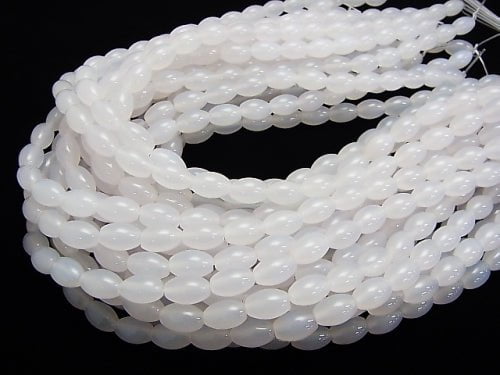 White Chalcedony Rice 12x8x8mm 1strand beads (aprx.14inch / 35cm)