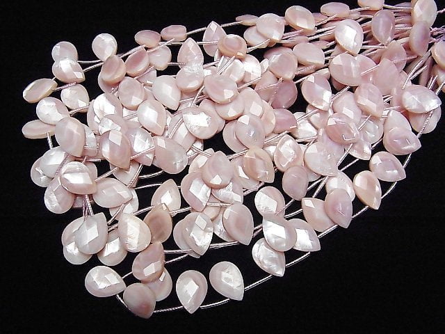 [Video]High Quality Pink Shell AAA Faceted Pear Shape 18x13mm 1/4 or 1strand beads (aprx.15inch/38cm)