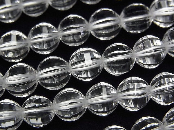 Crystal Quartz, Faceted Round Gemstone Beads