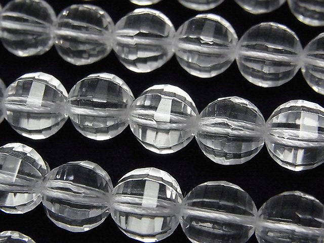 Crystal Quartz, Faceted Round Gemstone Beads