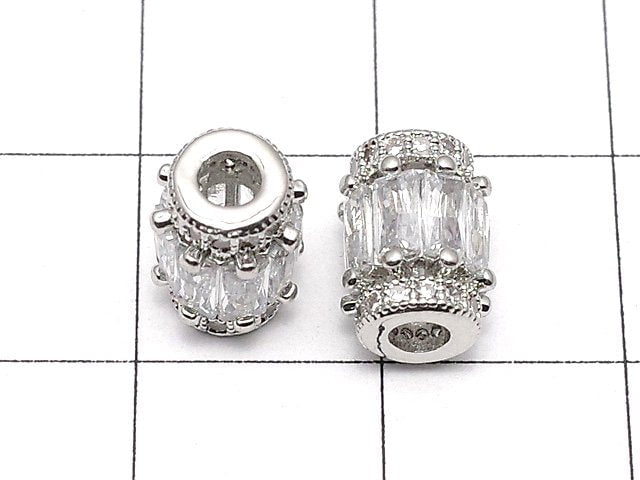 Metal Parts Roundel (Tube) 9 x 7 x 7 mm Silver Color (with CZ) 1 pc $3.79!