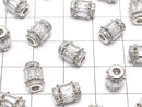 Metal Parts Rondelle (Tube) 9 x 7 x 7 mm Silver Color (with CZ) 1 pc $3.79!