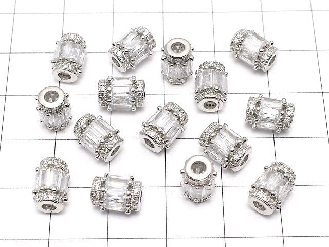 Metal Parts Rondelle (Tube) 9 x 7 x 7 mm Silver Color (with CZ) 1 pc $3.79!