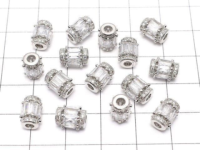 Metal Parts Roundel (Tube) 9 x 7 x 7 mm Silver Color (with CZ) 1 pc $3.79!