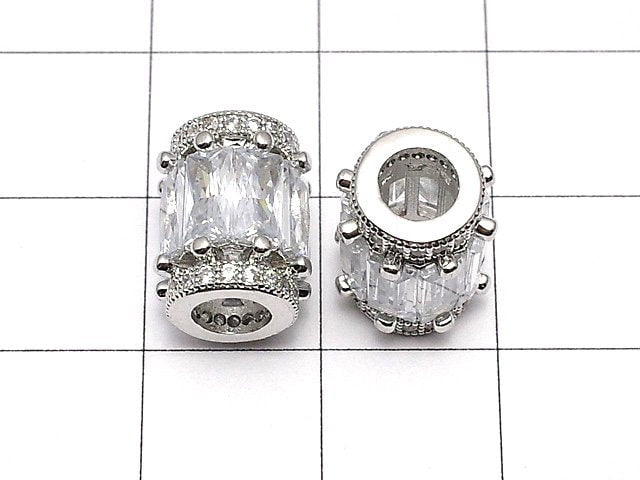 Metal Parts Rondelle (Tube) 11 x 9 x 9 mm Silver Color (with CZ) 1 pc $4.79!