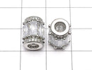 Metal Parts Rondelle (Tube) 11 x 9 x 9 mm Silver Color (with CZ) 1 pc $4.79!