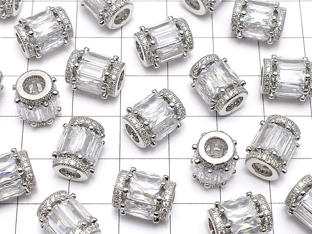 Metal Parts Roundel (Tube) 11 x 9 x 9 mm Silver Color (with CZ) 1 pc $4.79!