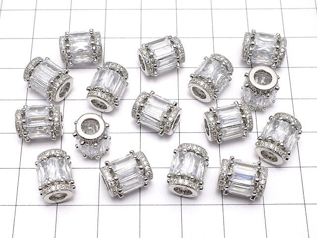 Metal Parts Roundel (Tube) 11 x 9 x 9 mm Silver Color (with CZ) 1 pc $4.79!