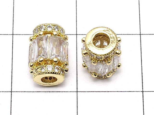 Metal Parts Rondelle (Tube) 9 x 7 x 7 mm Gold Color (with CZ) 1 pc $3.79!