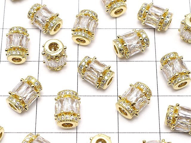 Metal Parts Roundel (Tube) 9 x 7 x 7 mm Gold Color (with CZ) 1 pc $3.79!