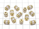 Metal Parts Rondelle (Tube) 9 x 7 x 7 mm Gold Color (with CZ) 1 pc $3.79!