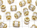 Metal Parts Rondelle (Tube) 11 x 9 x 9 mm Gold Color (with CZ) 1 pc $4.79!