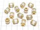 Metal Parts Rondelle (Tube) 11 x 9 x 9 mm Gold Color (with CZ) 1 pc $4.79!