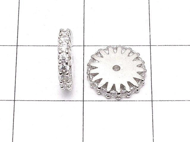 Metal Parts Roundel 9 x 9 x 2 mm Silver Color (with CZ) 2 pcs $3.39!