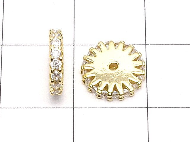 Metal Parts Rondelle 9 x 9 x 2 mm Gold Color (with CZ) 2 pcs $3.39!