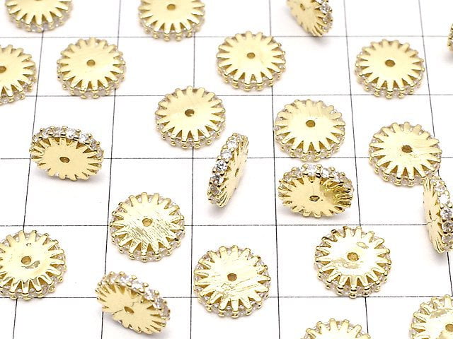 Metal Parts Rondelle 9 x 9 x 2 mm Gold Color (with CZ) 2 pcs $3.39!