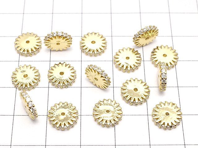 Metal Parts Roundel 9 x 9 x 2 mm Gold Color (with CZ) 2 pcs $3.39!