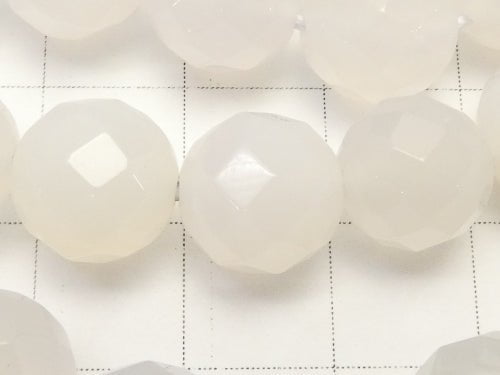 1strand $8.79! White Chalcedony 64Faceted Round 10mm 1strand beads (aprx.15inch / 38cm)