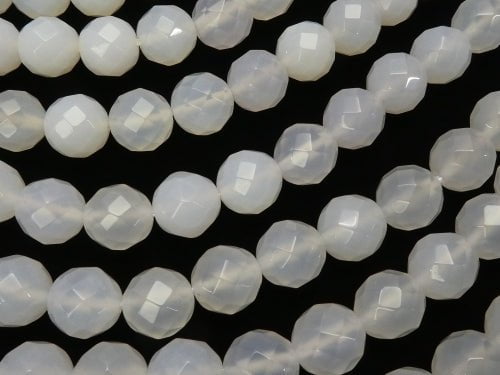 1strand $8.79! White Chalcedony 64Faceted Round 10mm 1strand beads (aprx.15inch / 38cm)