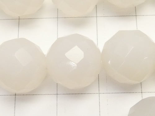 1strand $9.79! White Chalcedony 64Faceted Round 12mm 1strand beads (aprx.15inch / 38cm)