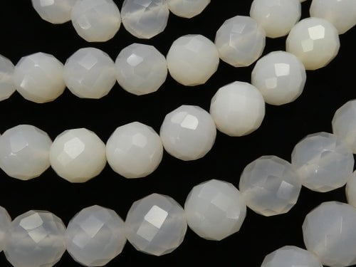 1strand $9.79! White Chalcedony 64Faceted Round 12mm 1strand beads (aprx.15inch / 38cm)