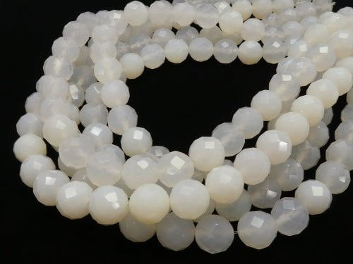 1strand $9.79! White Chalcedony 64Faceted Round 12mm 1strand beads (aprx.15inch / 38cm)