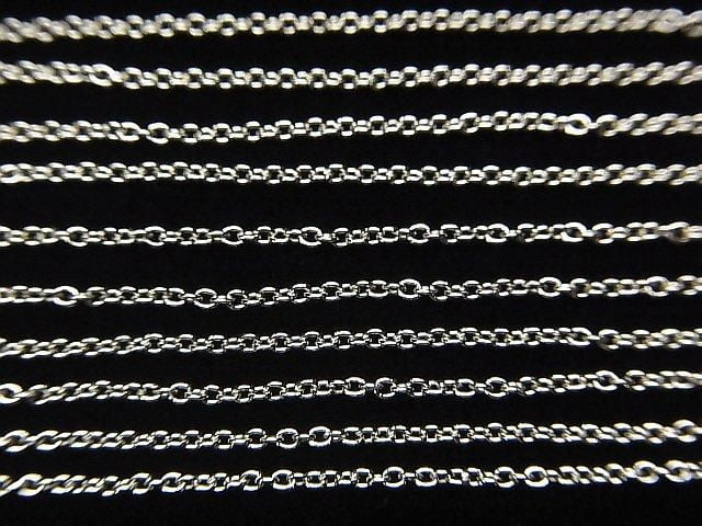 Silver 925 Cable Chain 1.1mm Rhodium Plated 10cm