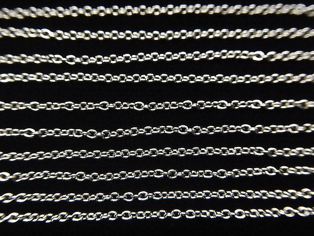 Silver925 Cable Chain 1.1mm Rhodium Plated 10cm