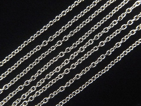 Silver925 Cable Chain 1.3mm Rhodium Plated 10cm