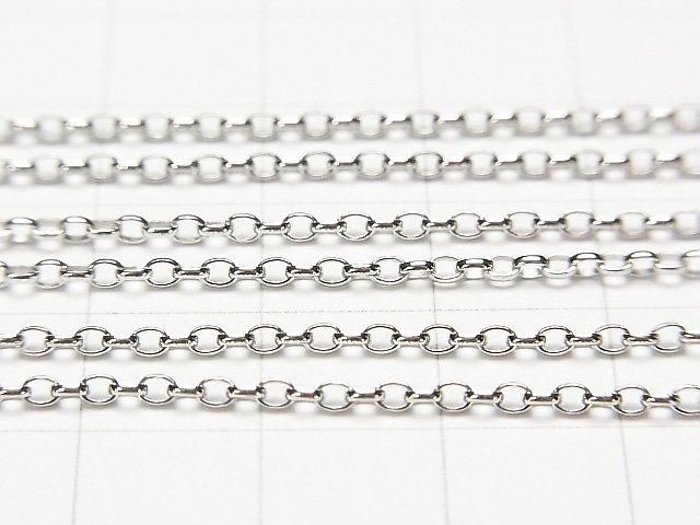 Silver 925 Rolo Chain 2.0mm Rhodium Plated 10cm