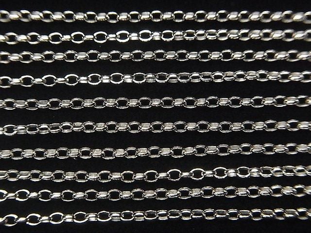 Silver 925 Rolo Chain 2.0mm Rhodium Plated 10cm