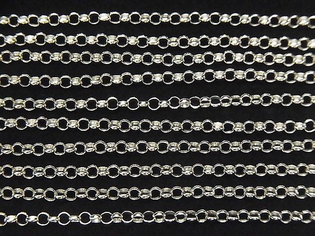 Silver 925 Rolo Chain 2.5mm Rhodium Plated 10cm