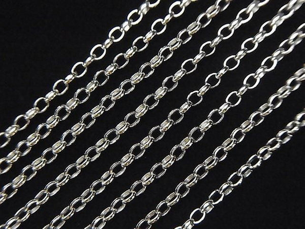 Silver925 Long Rolo Chain 1.8mm Rhodium Plated 10cm