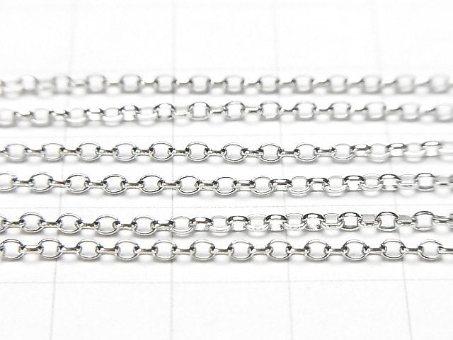 Silver925 Long Rolo Chain 1.8mm Rhodium Plated 10cm