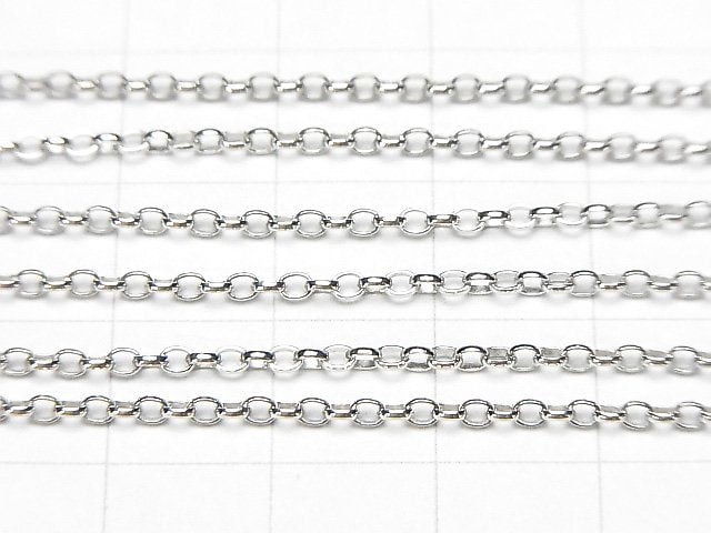 Silver925 Long Rolo Chain 1.8mm Rhodium Plated 10cm