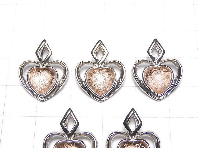 Meteorite (Muonionalusta) Heart Pendant 14 x 16 x 6 mm pink gold color 1 pc