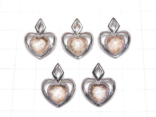 Meteorite (Muonionalusta) Heart Pendant 14 x 16 x 6 mm pink gold color 1 pc