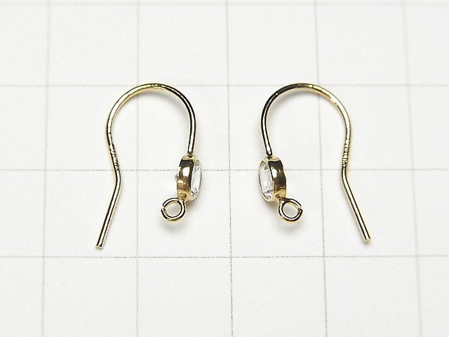 14KGF Earwire with Natural Stone (White Topaz) 19x12mm 1pair