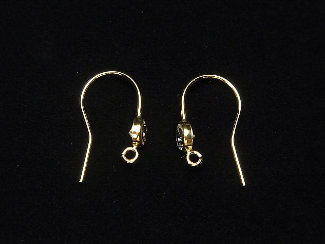 14KGF Earwire with Natural Stone (White Topaz) 19x12mm 1pair