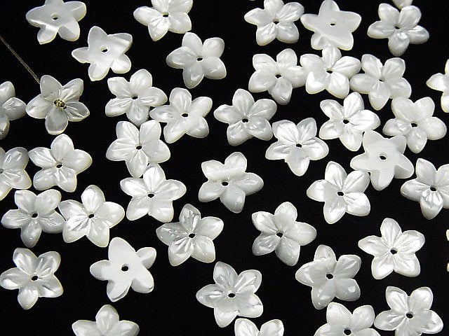 [Video]Mother of Pearl MOP AAA White Flower 6-20mm Center Hole 4pcs