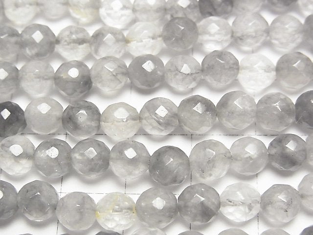 [Video] Gray Quartz AA 64Faceted Round 6mm 1strand beads (aprx.15inch / 37cm)