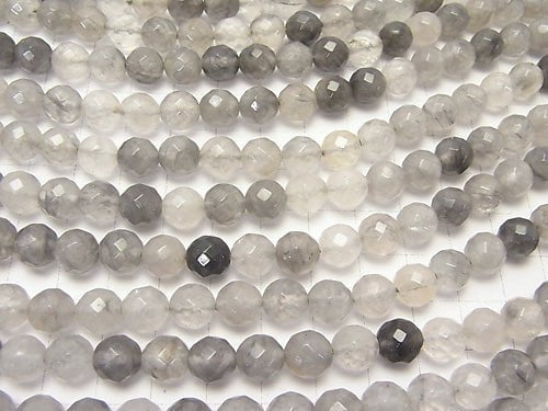 1strand $8.79! Gray Quartz AA 64 Faceted Round 8 mm 1strand beads (aprx.15 inch / 37 cm)