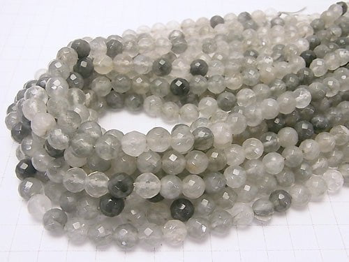 1strand $8.79! Gray Quartz AA 64 Faceted Round 8 mm 1strand beads (aprx.15 inch / 37 cm)